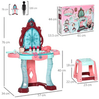 
              HOMCOM 31 Piece Kids Dressing Table with Magical Princess Mirror Light and Music
            