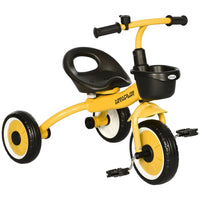 AIYAPLAY Trike with Adjustable Seat Basket Kids Tricycle for 2-5 Year Old Yellow
