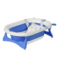 HOMCOM Foldable Baby Bath Tub Ergonomic with Temperature-Induced Water Plug BLUE