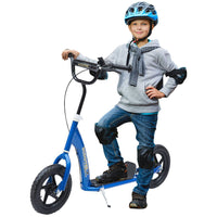 HOMCOM Push Scooter Teen Kids Stunt Bike Ride On with 12 inch EVA Tyres BLUE