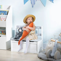 
              ZONEKIZ Two-In-One Wooden Toy Box Kids Storage Bench with Safety Rod Grey
            