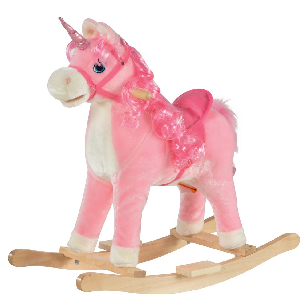 HOMCOM Kids Rocking Unicorn Ride-On Horse Moving Mouth Tail Sounds 36-72 Months