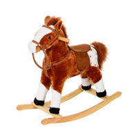 Rocking Horse Toy Plush Wood Pony Riding Rocker Neigh Sound Brown