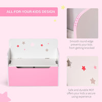 
              HOMCOM Kids Wooden Toy Box Children Storage Chest Bench Organiser Bedroom Pink
            
