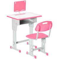 
              HOMCOM Kids Desk and Chair Set with Drawer Book Stand Cup Holder Pen Slot Pink
            
