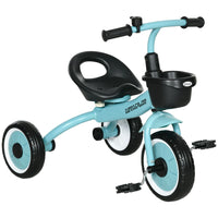 AIYAPLAY Kids Trike Tricycle with Adjustable Seat Basket Bell for Ages 2-5 Years Blue