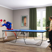 
              SPORTNOW 9FT Folding Table Tennis Table w/ 8 Wheels, for Indoors
            