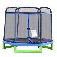 
              HOMCOM 7FT Kids Trampoline Mini Bouncer W/ Enclosure Ages 3-12 Year Blue
            