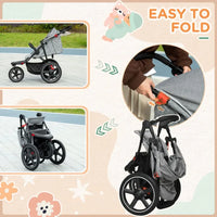 HOMCOM Lightwieght Pushchair with Reclining Backrest From Birth to 3 Years Grey
