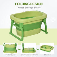 
              HOMCOM Foldable Baby Bathtub for Newborns Infants Toddlers with Stool Green
            