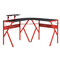 HOMCOM Gaming Desk L-Shaped PC Workstations Monitor Stand 49.25" x 49.25" x 29.5" Red