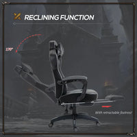 
              Vinsetto Gaming Chair Ergonomic Reclining w/ Manual Footrest Wheels Stylish Office Grey
            