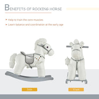 HOMCOM Kids Plush Ride-On Rocking Horse with Plush Toy Sound Handle Grip WHITE