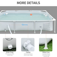 Outsunny Swimming Pool with Steel Frame Filter Pump Cartridge Rust Resistant 252x152x65cm GREY