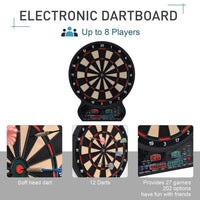 
              Electronic Dartboard LED Digital Score 27 Games with 12 Soft Darts Ready-to-Play
            