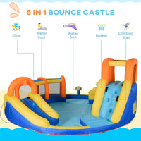 Outsunny 5 in 1 Kids Bouncy Castle Large Inflatable House Slide Water Gun