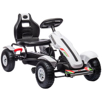 HOMCOM Children Pedal Go Kart with Adjustable Seat Inflatable Tyres Handbrake WHITE