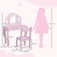 
              AIYAPLAY Kids Dressing Table Set Make up w/ Stool, Drawer, for Playroom
            