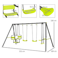 
              Outsunny Garden Swing Set with Double Swings Glider Swing Seats for Outdoor
            