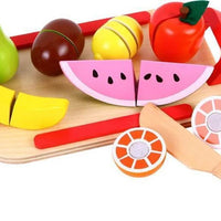 Lelin Wooden Cutting Fruit Play Set Childrens Food Pretend Play For Ages 3 Years +