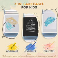 
              AIYAPLAY Art Easel for Kids Double-Sided Whiteboard Chalkboard with Paper Roll BLUE
            