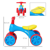 HOMCOM Baby Balance Bike Toddler Safe Training 4 Wheels Storage Bin Muti-Color