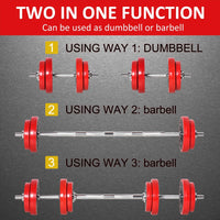 HOMCOM 20KGS Dumbbell & Barbell  Adjustable Ergonomic Set Exercise in Home Gym