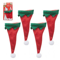 
              Set Of 4 Elf Hat Cutlery Holders On Backing Card
            