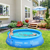 Outsunny 274cm x 76cm Round Paddling Inflatable Swimming Pool Family Sized Blue