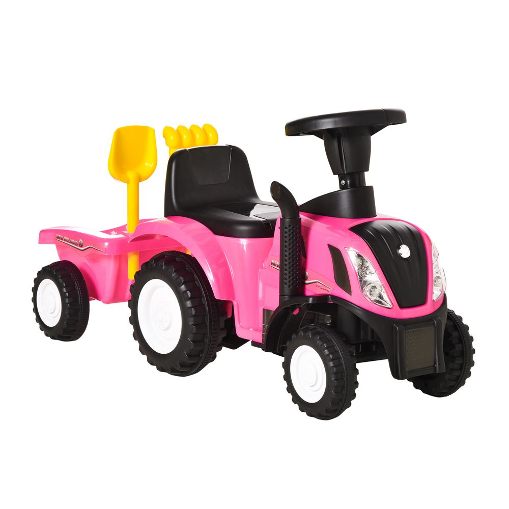 HOMCOM Ride On Tractor Toddler Walker Sliding Car with Horn No Power PINK