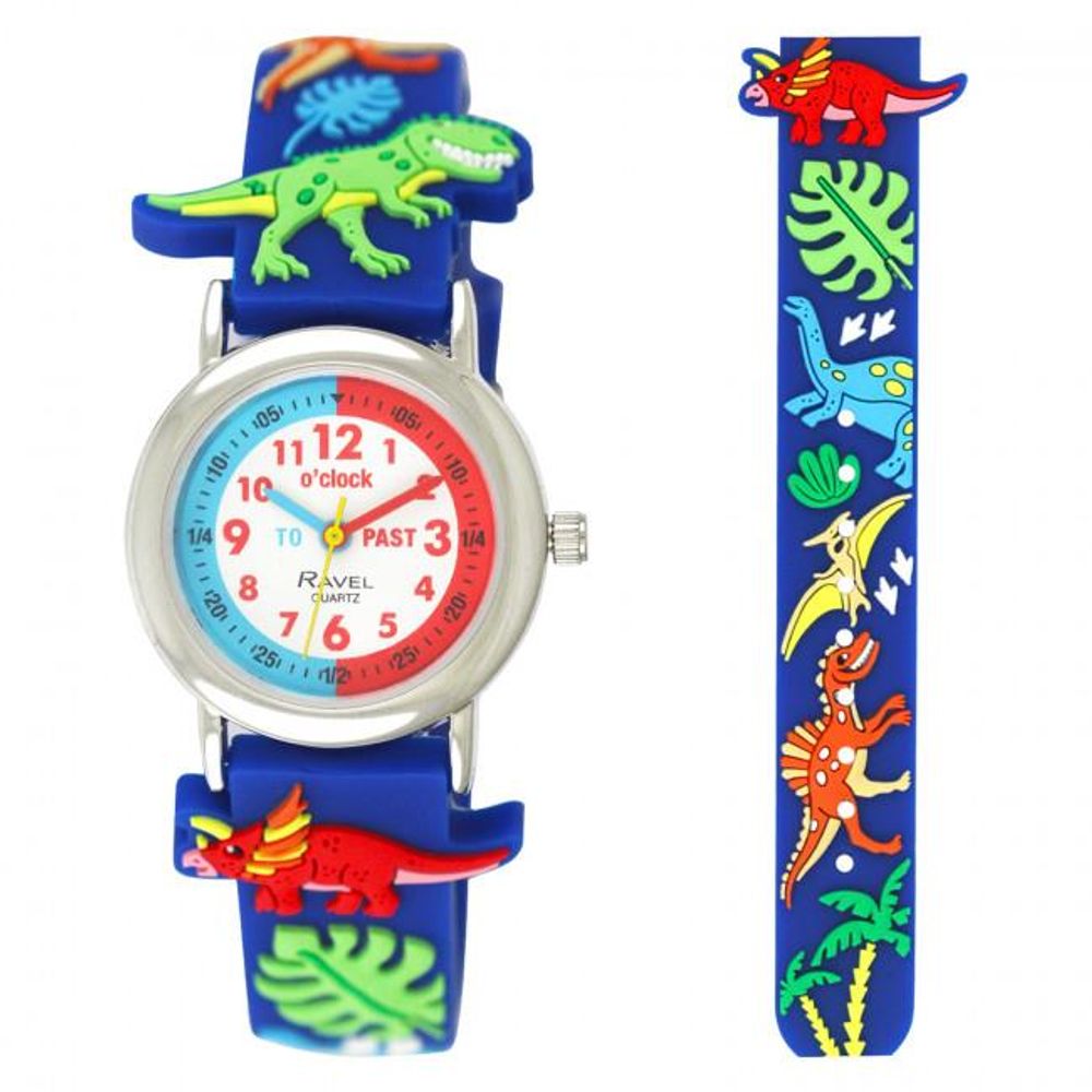 Ravel Children Girls & Boys 3D Cartoon Time Teacher Watch Blue Dinosaur R1513.95