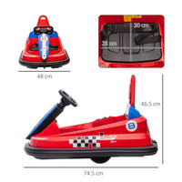 
              HOMCOM 6V Kids Bumper Car, 360-Degree Rotation Waltzer Car w/ 2 Speeds - Red
            