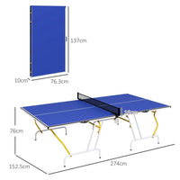
              SPORTNOW 9FT Foldable Table Tennis Table with Cover Net Paddles Balls BLUE
            