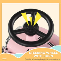 AIYAPLAY Foot To Floor Slider with Steering Wheel Ride On for 12-36 Months Pink