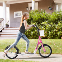 HOMCOM Kids Kick Scooter Teen Ride On Adjustable Children Scooter with Brakes PINK