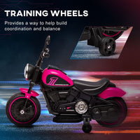
              HOMCOM 6V Electric Motorbike with Training Wheels Toddler One-Button Start PINK
            