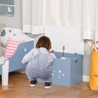 
              HOMCOM Kids Wooden Toy Box Children Storage Chest Organiser Side Handle Blue
            