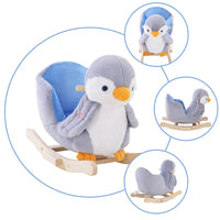 
              HOMCOM Animal Baby Rocking Horse Penguin Plush Musical Button with 32 Songs Wood
            