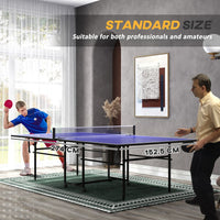 
              SPORTNOW 9FT Folding Table Tennis Table w/ 4 Wheels, for Indoors, Blue
            