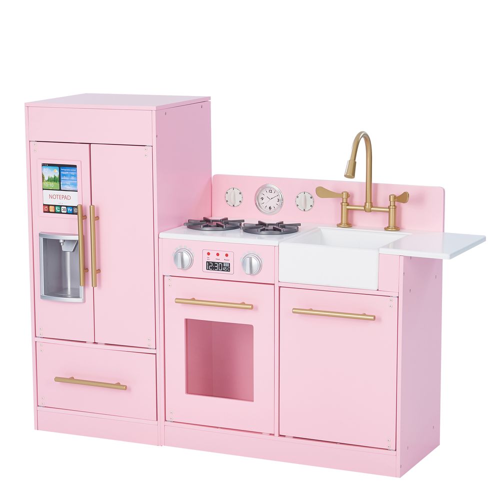 Teamson Kids Pink Wooden Toy Kitchen by Toy Cooker Play Kitchen Set TD-12302P