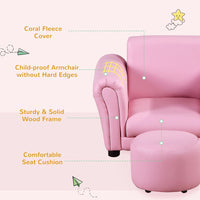 HOMCOM Kids Sofa Children Chair Seat Armchair with Footstool Playroom Bedroom Pink