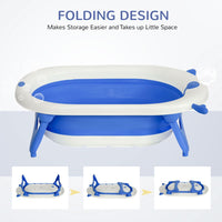
              HOMCOM Foldable Baby Bath Tub Ergonomic with Temperature-Induced Water Plug BLUE
            