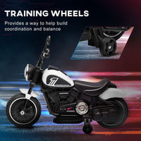 
              HOMCOM 6V Electric Motorbike with Training Wheels Toddler One-Button Start WHITE
            