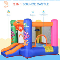 Outsunny Bouncy Castle with Slide Basket Trampoline Monster Design