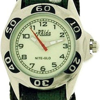 Relda Kids Nite-Glo Luminous Dial Green Camouflage Army Easy Fasten Watch REL64