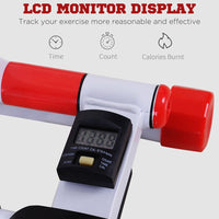 HOMCOM Foldable Stepper Adjustable Step Machine with Handlebar LCD Display Red