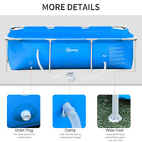 
              Outsunny Swimming Pool with Steel Frame Filter Pump Cartridge Rust Resistant 252x152x65cm BLUE
            