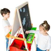 
              Kids Easel Chalkboard Blackboard Whiteboard Adjust Height TK-FB028R
            