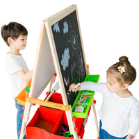 Kids Easel Chalkboard Blackboard Whiteboard Adjust Height TK-FB028R