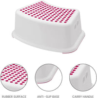 
              Child Foot Step Stool Anti-Slip Cover on Top For Children Practical Non-Slip Toilet Step for Toddlers Pink
            
